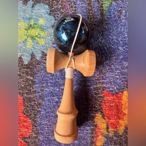 Wooden Kendama Toy with Black Ball